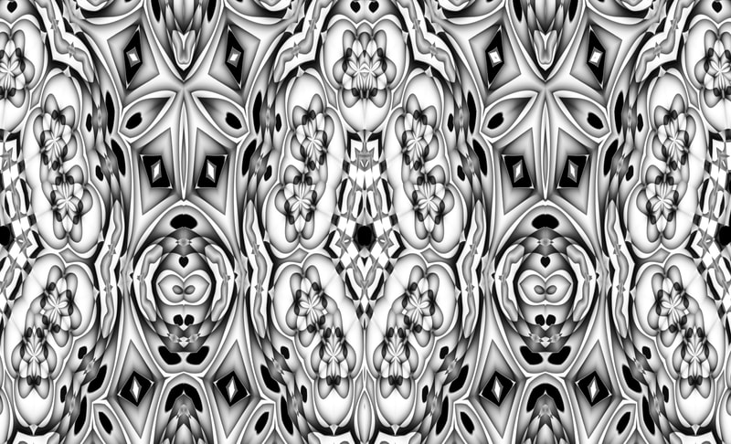 black and white digital painting of geometric patterns